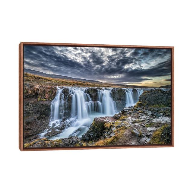 Falls In Iceland by Jeffrey C. Sink - Floater Frame Print on Canvas Union Rustic Size: 66.04cm H x 101.6cm W x 3.81cm D, Format: Brown Floater Framed on Productcaster.