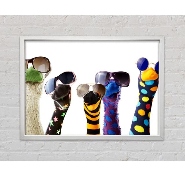 Sock Puppets With Shades Framed Print Happy Larry Size: 59.7cm H x 84.1cm W x 3.3cm D on Productcaster.