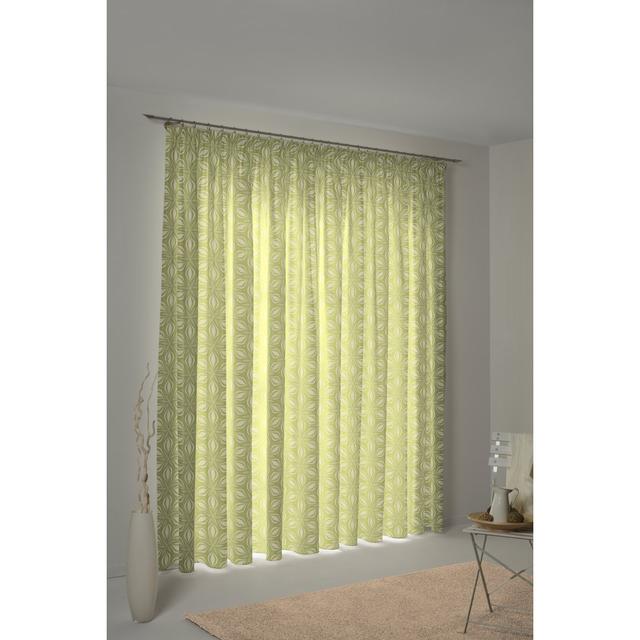 Delmira Retro Floret Slot Top Opaque Curtain Ebern Designs Panel Size: 145 W x 245 D cm, Colour: Khaki/Honey dew on Productcaster.