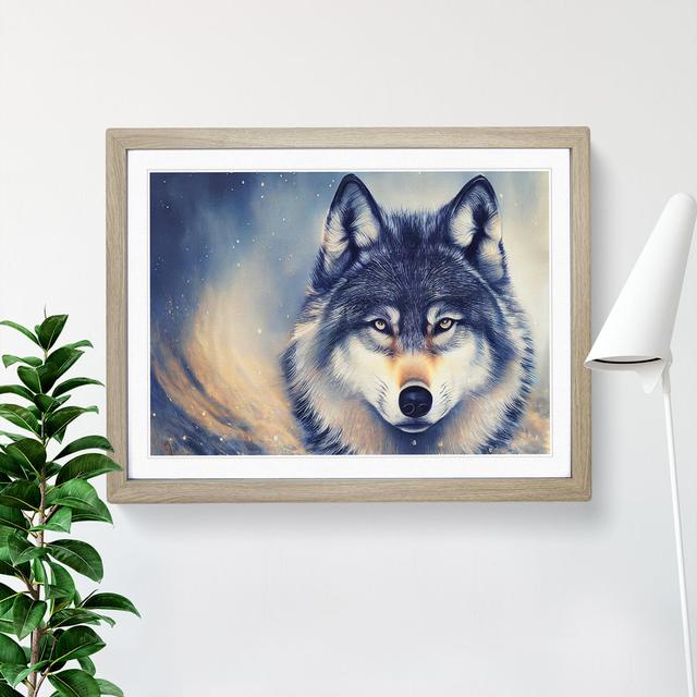 Wolf Art Painting - Picture Frame Painting Alpen Home Frame Colour: Oak, Size: 34cm H x 46cm W x 2cm D on Productcaster.