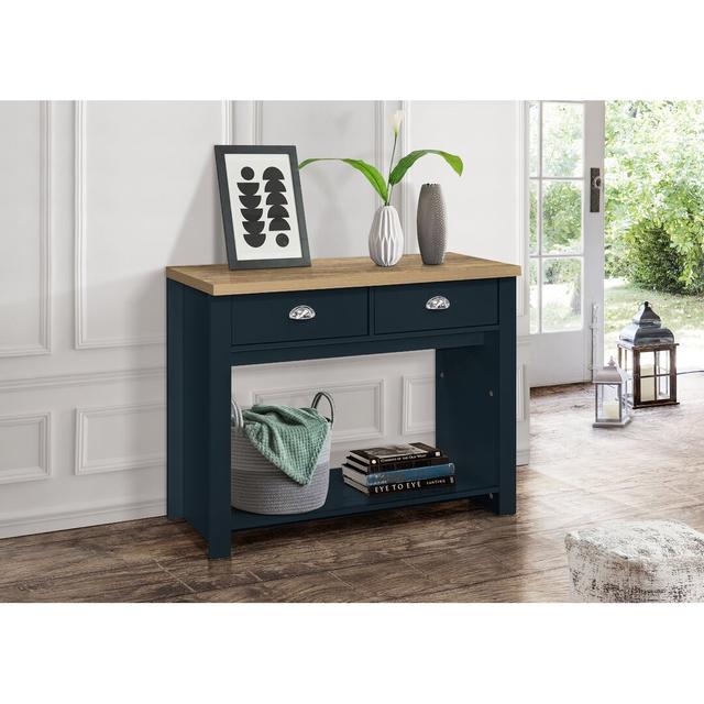 Winside 99Cm Console Table August Grove Colour (Table Base): Navy Blue/Oak on Productcaster.