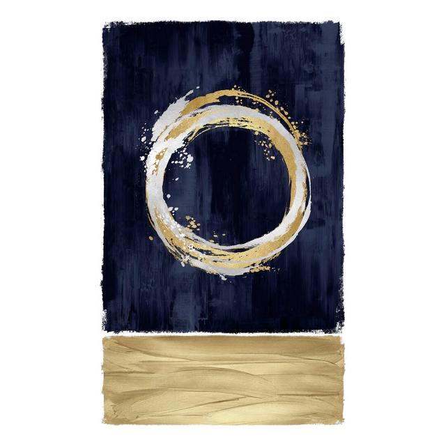 Navy and Gold Circle Abstract 2 - Wrapped Canvas Art Prints Print Canora Grey Size: 122cm H x 81cm W on Productcaster.