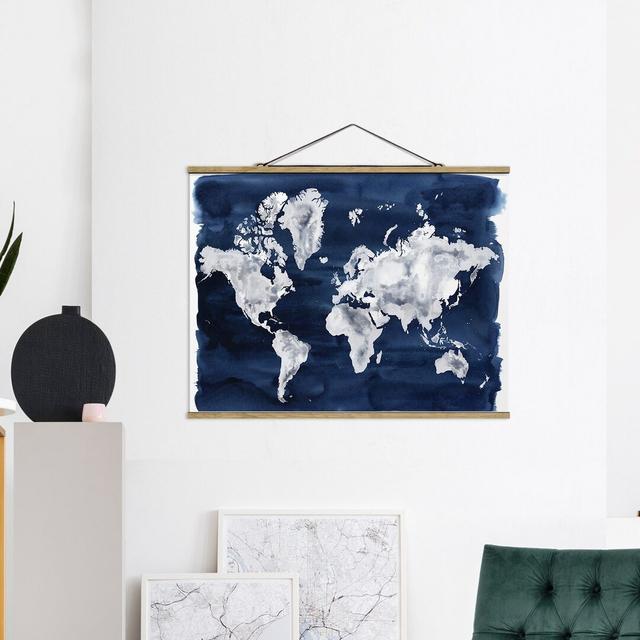 Water World Map Dark - Graphic Art Print Longshore Tides Size: 37.5cm H x 50cm W x 0.3cm D on Productcaster.