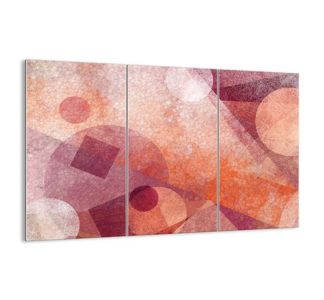 Geometric Transformations in Pink - 3 Piece Unframed Graphic Art Print Set on Glass Ebern Designs Size: 70cm H x 105cm W x 1.8cm D on Productcaster.