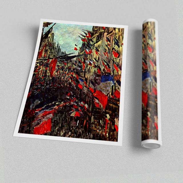 Monet Rue Staint Denis at the National Holiday - Graphic Art on Paper East Urban Home Size: 42cm H x 59.4cm W x 1cm D on Productcaster.