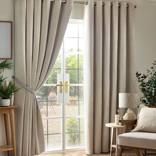 Eilfried Chenille Ring Top Eyelet Curtains 17 Stories Curtain Colour: Cream, Panel Size: 229cm Width x 183cm Drop on Productcaster.