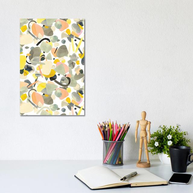 Abstract Geometric Shapes Yellow - Wrapped Canvas Painting - Wrapped Canvas Painting Fjørde & Co Size: 30.48cm H x 20.32cm W x 1.91cm D on Productcaster.