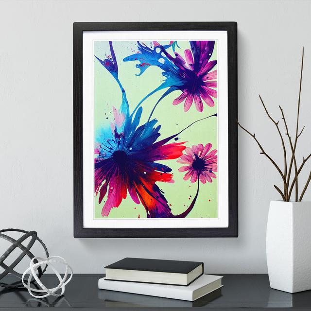 XV1022-4081X Splashed Flowers No.1 Abstract - Print Marlow Home Co. Format: Black Framed, Size: 66cm H x 48cm W, Matte Colour: White on Productcaster.