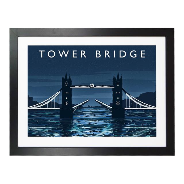 Tower Bridge - Graphic Art Print on Paper 17 Stories Size: 30cm H x 40cm W x 3cm D, Frame Option: Black Framed on Productcaster.