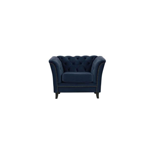 Marilyn 102Cm Wide Tufted Velvet Armchair Mercer41 Leg Colour: Black, Upholstery Colour: Navy on Productcaster.