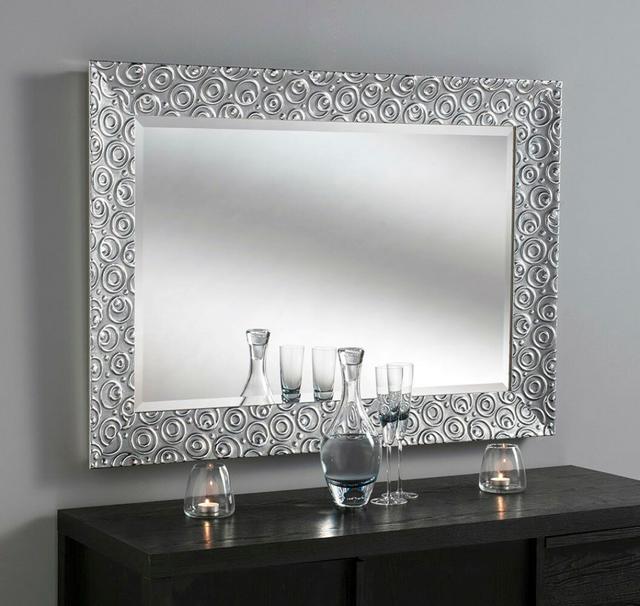 Framed Wood Wall Mounted Accent Mirror in Silver Mercer41 Size: 107cm H x 76.5cm W on Productcaster.