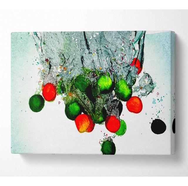 Water Splash Fruit - Wrapped Canvas Art Prints ClassicLiving Size: 81cm H x 121.9cm W x 10cm D on Productcaster.