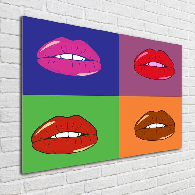 Glasbild Colorful Lips Ebern Designs on Productcaster.