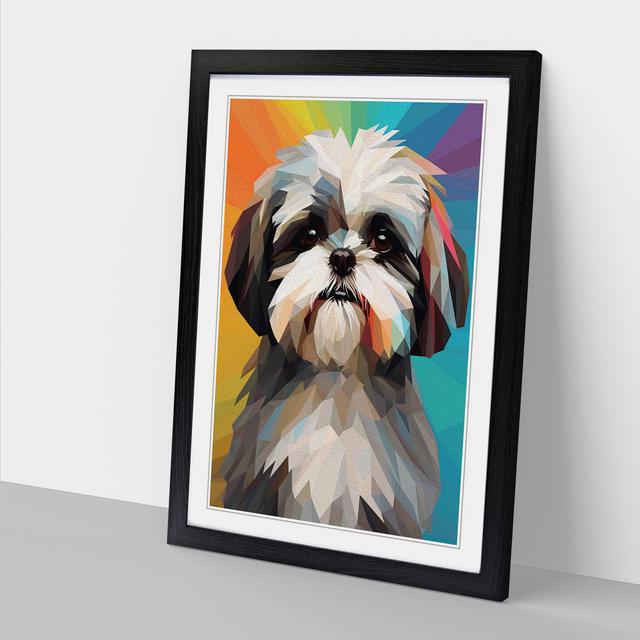 Shih Tzu Geometric No.2 - Print Marlow Home Co. Frame Colour: Black, Size: 34cm H x 25cm W x 2cm D on Productcaster.