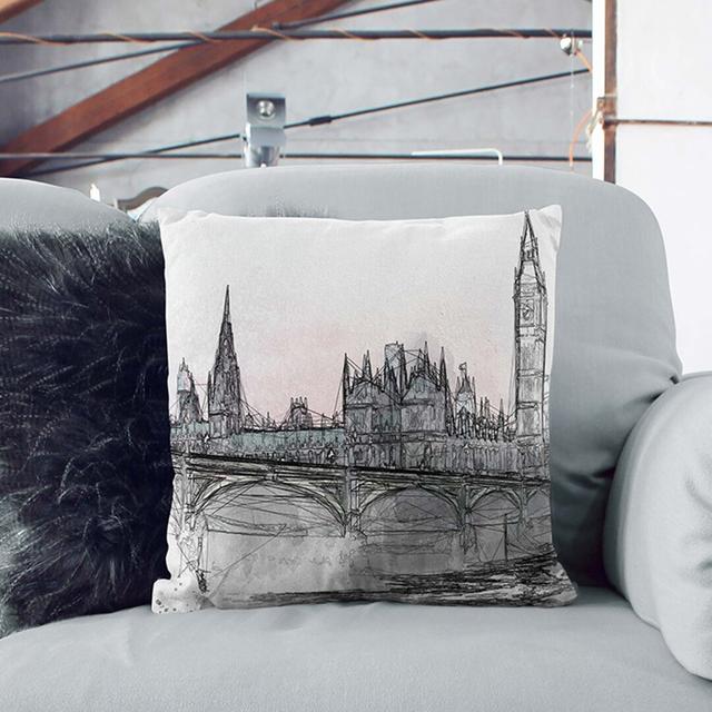 Houses of Parliament and Big Ben in Abstract Cushion with Filling East Urban Home Size: 55cm H x 55cm W x 20cm D, Backing Colour: White on Productcaster.