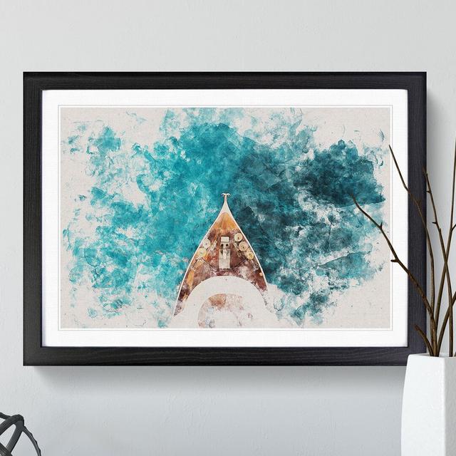 Boat Deck in the Maldives Watercolour - Picture Frame Graphic Art East Urban Home Size: 65cm H x 90cm W x 2cm D, Frame Option: Black on Productcaster.