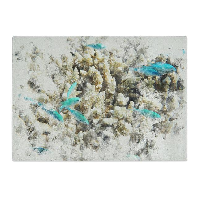 Coral Reef and Fish Watercolour Chopping Board East Urban Home Size: 0.4cm H x 28.5cm W x 39cm L on Productcaster.