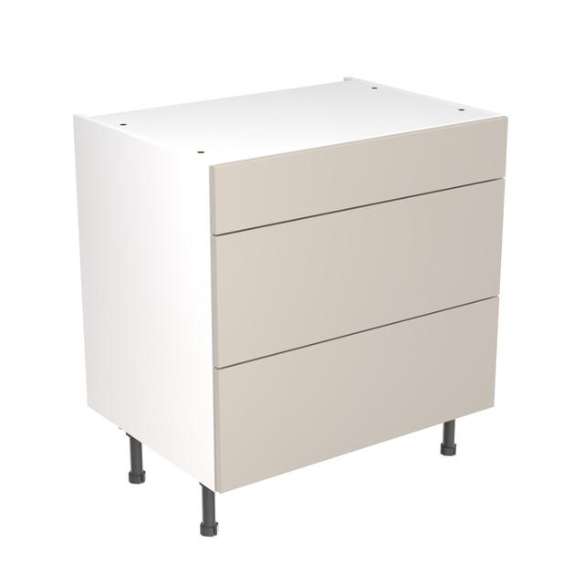 KitchenKit Flatpack Value Slab Standard Matt Base Unit 3 Drawer Kitchen Kit Colour: Light Grey, Size: 87cm H x 80cm W x 57cm D on Productcaster.