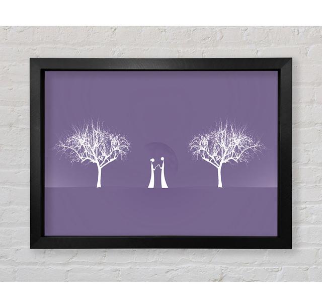 Love Between The Trees And Moon - Single Picture Frame Art Prints Rosalind Wheeler Colour: Lilac, Size: 100cm H x 141.4cm W x 3.4cm D on Productcaster.