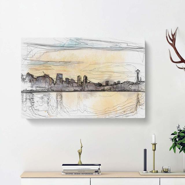 Reflection Of The Seattle Skyline In Abstract - Wrapped Canvas Print East Urban Home Size: 40cm H x 60cm W x 3cm D on Productcaster.