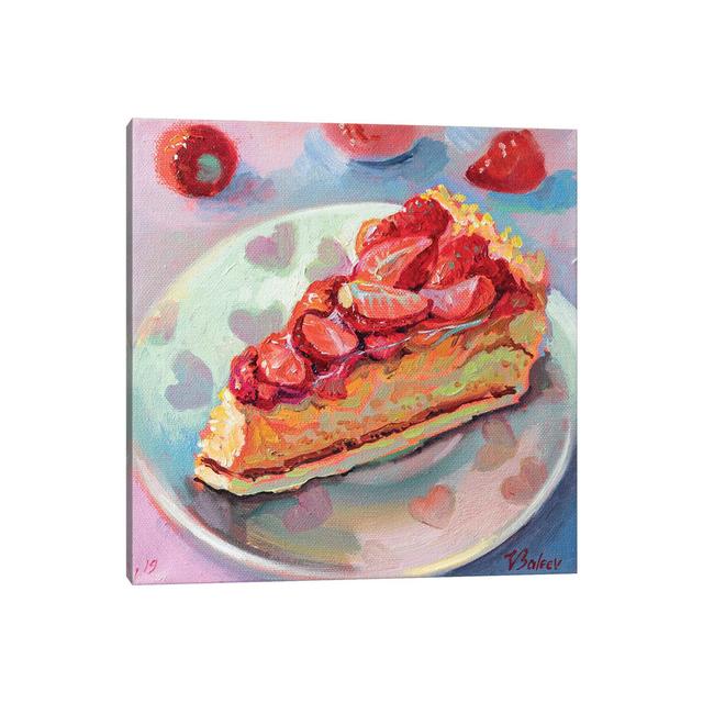 Piece of Strawberry Pie by Katharina Valeeva - Wrapped Canvas Painting ClassicLiving Size: 66.04cm H x 66.04cm W x 3.81cm D on Productcaster.