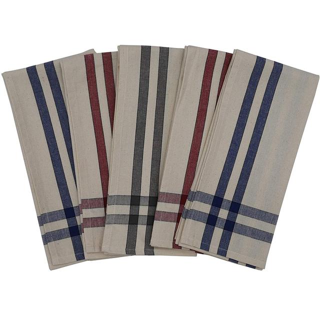 Tea Towel (Set of 5) Brambly Cottage Colour: Natural/Grey/Navy/Burgundy on Productcaster.