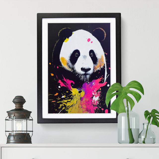 Panda Splatter Vol.2 - Single Picture Frame Painting World Menagerie Size: 64cm H x 46cm W x 2cm D, Frame Option: Walnut on Productcaster.