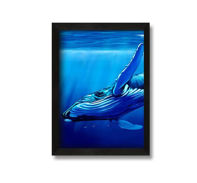 Whale Blues Framed Print House of Hampton Size: 30cm H x 21cm W x 10cm D, Format: Black Framed Canvas on Productcaster.