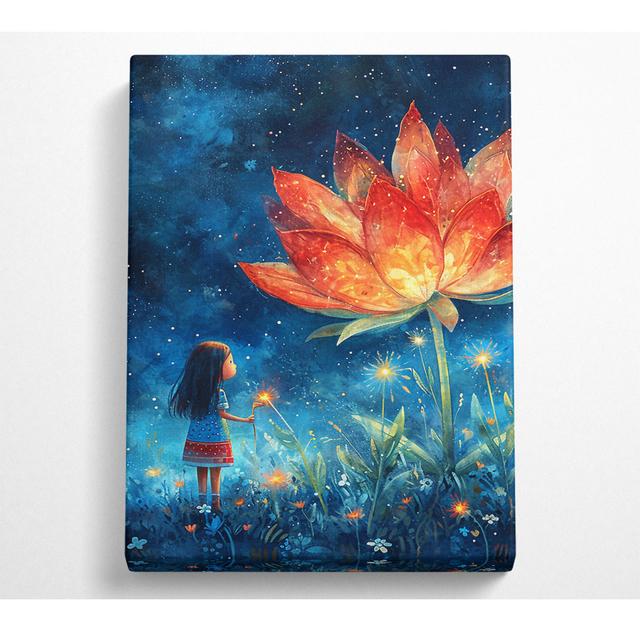 Magic Flower Girl Canvas Art Print Marlow Home Co. Size: 50.8cm H x 81.3cm W on Productcaster.