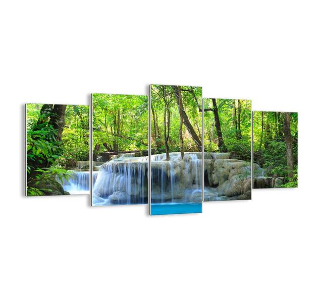 Drown in Turquoise and Green - 5 Piece Unframed Photograph Print Set on Glass Union Rustic Size: 85cm H x 160cm W x 1.8cm D on Productcaster.