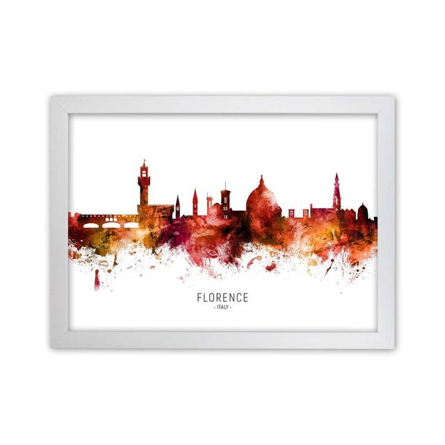 Florence Italy Skyline Red City Name by Michael Tompsett - Graphic Art Ebern Designs Format: White Framed, Size: 34cm H x 46cm W x 3cm D on Productcaster.