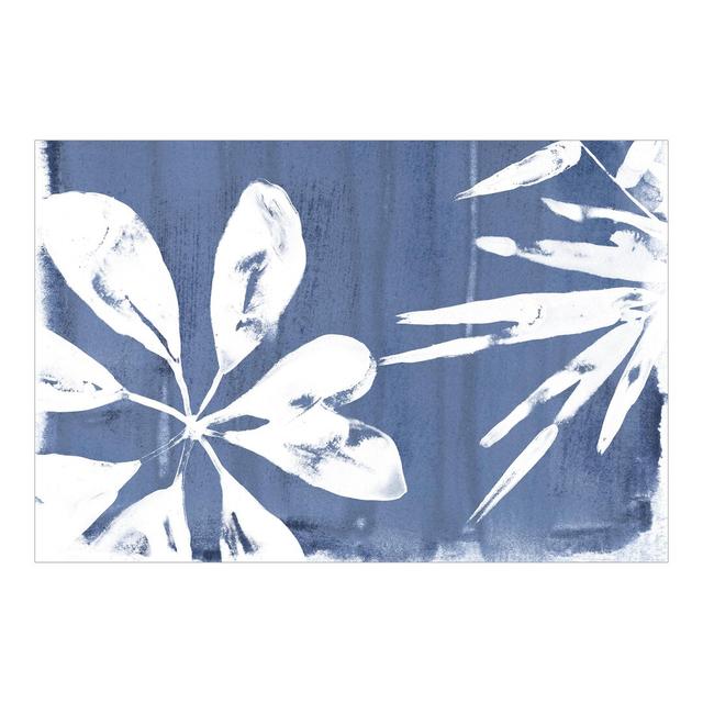 Tropical Leaves in Indigo I 3.2m x 4.8m Textured Matte Peel & Stick Wall Mural East Urban Home on Productcaster.