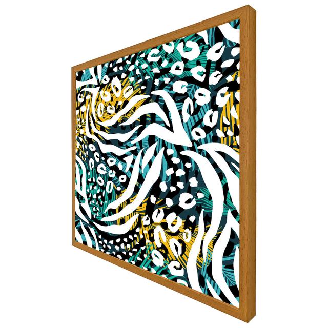 Bibeta Tropical Leaves & Animal Print - Single Picture Frame Art Prints Latitude Vive Size: 51cm H x 51cm W x 4cm D, Frame Colour: Oak Framed on Productcaster.