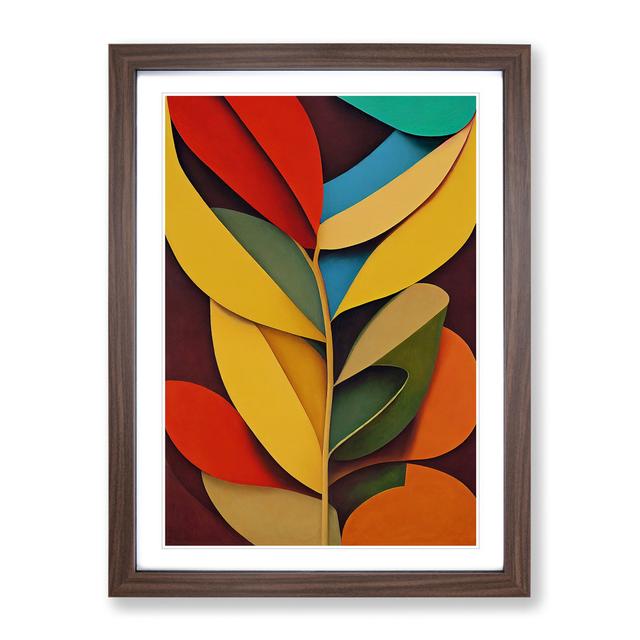 Paper Leaves Abstract - Picture Frame Graphic Art Marlow Home Co. Size: 46cm H x 34cm W x 2cm D, Frame Colour: Walnut Framed on Productcaster.