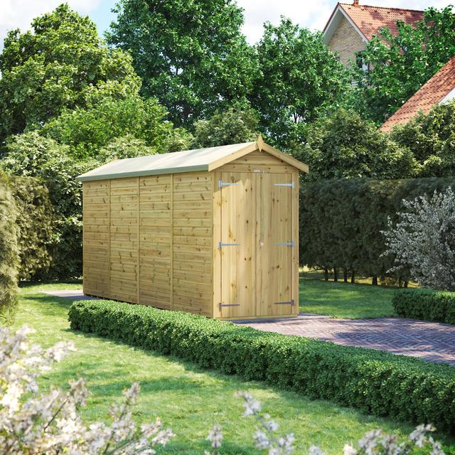 4 ft. W x 16 ft. D Power Double Door Premium Apex Pressure Treated Windowless Shed POWER on Productcaster.