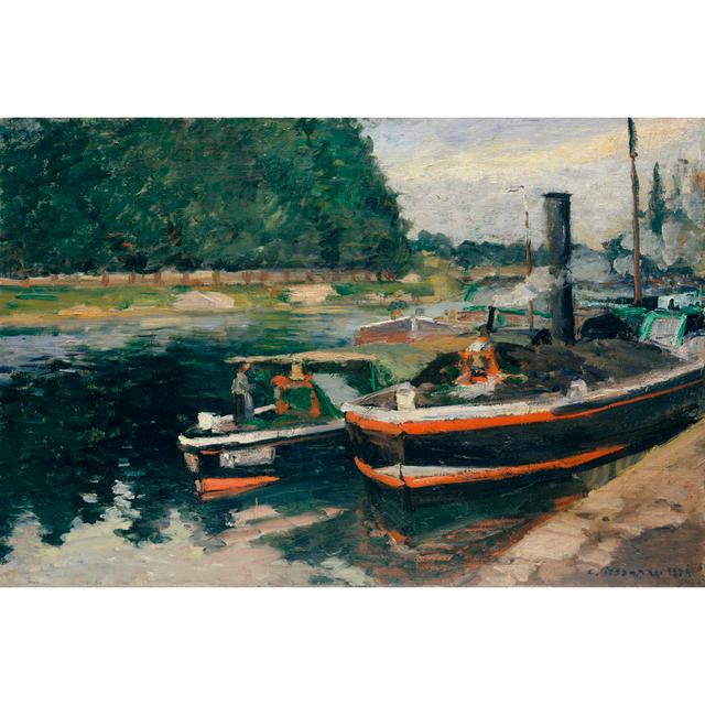 Barges At Pontoise by Camille Pissarro - Wrapped Canvas Graphic Art Rosalind Wheeler Size: 51cm H x 76cm W on Productcaster.