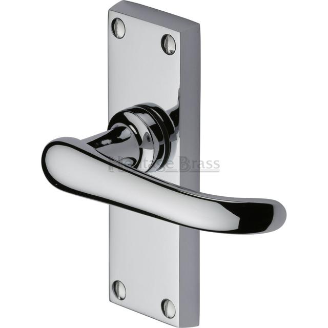 Heritage Door Handle Lever Latch Windsor Design (Set of 2) Heritage Brass Finish: Polished Chrome on Productcaster.