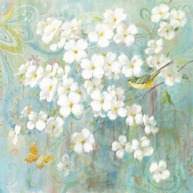 Spring Dream I Butterfly and Bird by Danhui Nai - Wrapped Canvas Painting Brambly Cottage Size: 122cm H x 122cm W x 3.8cm D on Productcaster.