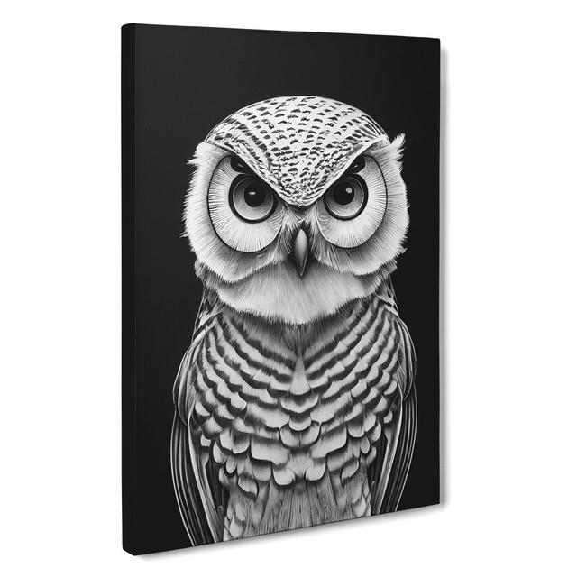 Owl Art Monochrome No.1 - Wrapped Canvas Graphic Art Alpen Home Size: 76cm H x 50cm W x 3cm D on Productcaster.