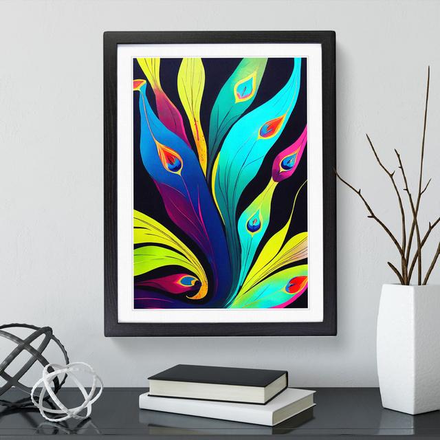 The Peacock Feathers Abstract - Single Picture Frame Painting Latitude Vive Frame Colour: Black, Size: 34cm H x 25cm W x 2cm D on Productcaster.