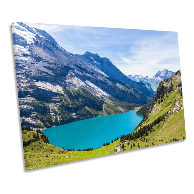 Landscape Lake Mountains CANVAS WALL ART Picture Print Union Rustic Size: 40.6cm H x 61cm W x 2cm D on Productcaster.