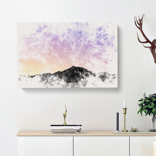 Lilac Sky Above the Mountain Watercolour - Wrapped Canvas Graphic Art Print East Urban Home Size: 50cm H x 76cm W x 3cm D on Productcaster.