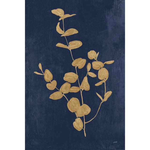 Botanical Study II Gold Navy by Julia Purinton - Wrapped Canvas Print Marlow Home Co. Size: 30cm H x 20cm W x 3.8cm D on Productcaster.