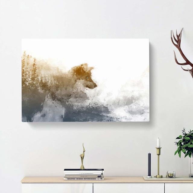 Wolf in the Wilderness in Abstract - Wrapped Canvas Painting Print East Urban Home Size: 35cm H x 50cm W x 3cm D on Productcaster.