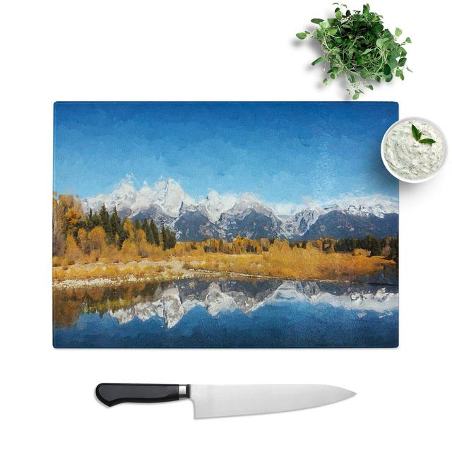 Tempered Glass The Teton Mountain Range in Abstract Chopping Board East Urban Home Size: 28.5 cm W x 20 cm L on Productcaster.