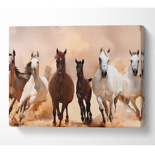 Wild Horses Running - Wrapped Canvas Art Prints Natur Pur Size: 101.6cm H x 142.2cm W x 10cm D on Productcaster.