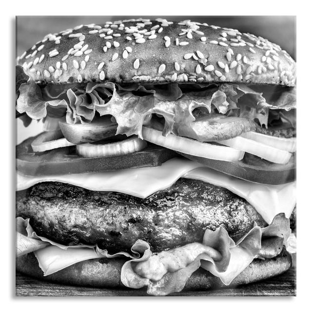 Glasbild "Hamburger-Menü" Brayden Studio Größe: 40 cm H x 40 cm B x 0,4 cm T on Productcaster.