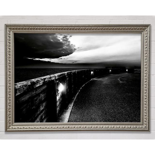 The Never Ending Pier B N W Framed Print Williston Forge Size: 42cm H x 59.7cm W on Productcaster.