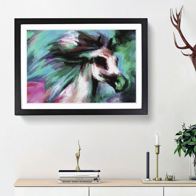 Horse Design in Abstract - Picture Frame Painting Print East Urban Home Frame Option: Black Framed, Size: 36cm H x 48cm W x 2cm D on Productcaster.