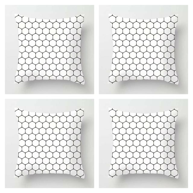 Kearna Black/White Throw Pillow Cover (Set of 4) 17 Stories Design: Honeycomb on Productcaster.